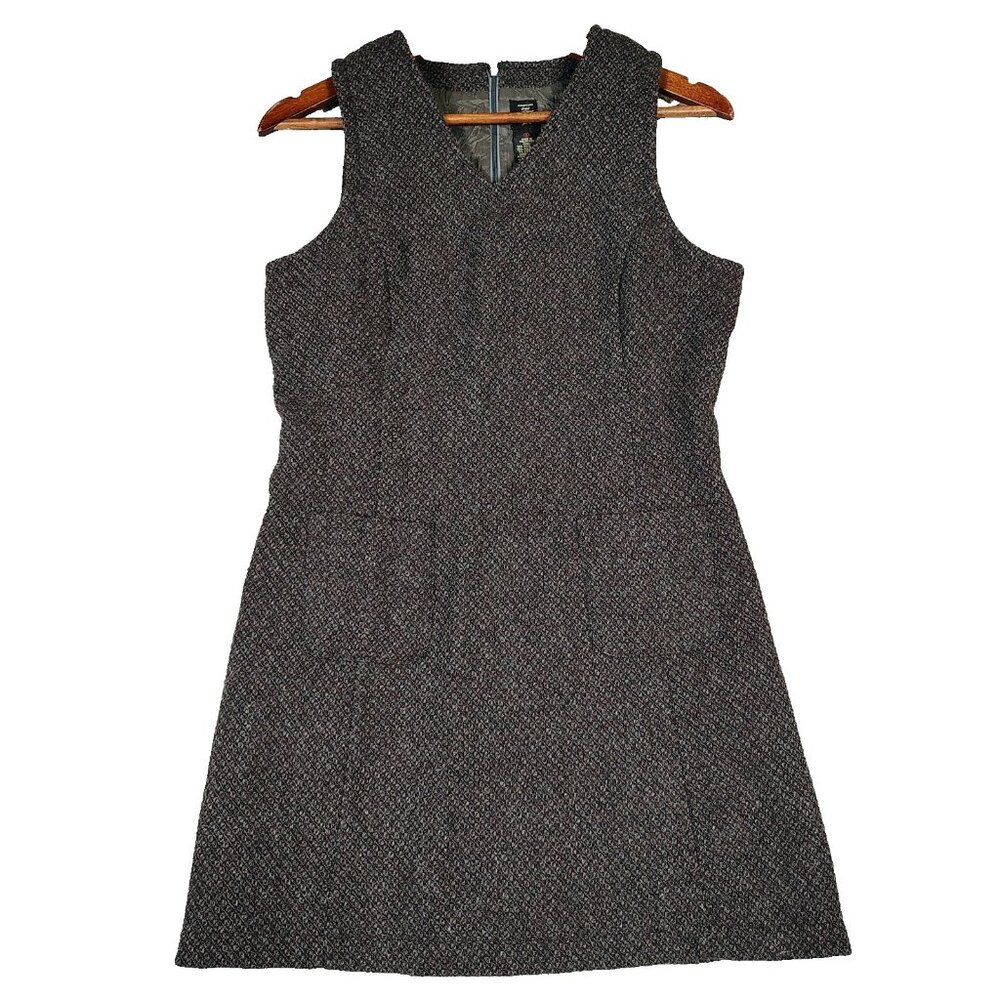 American Eagle Mini Shift Dress Women's 6 Gray Brown Wool Blend Tweed Academia